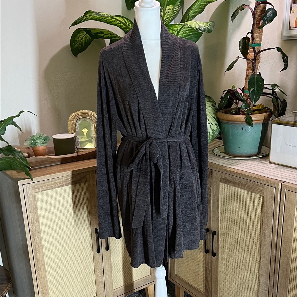 Barefoot Dreams Dark Gray Belted Cardigan/Robe